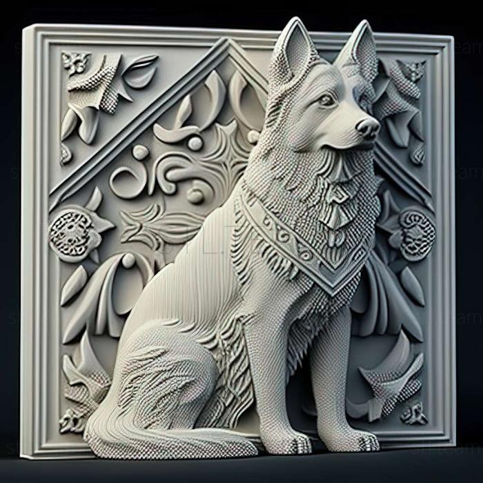 3D model Swedish white Elkhound dog (STL)